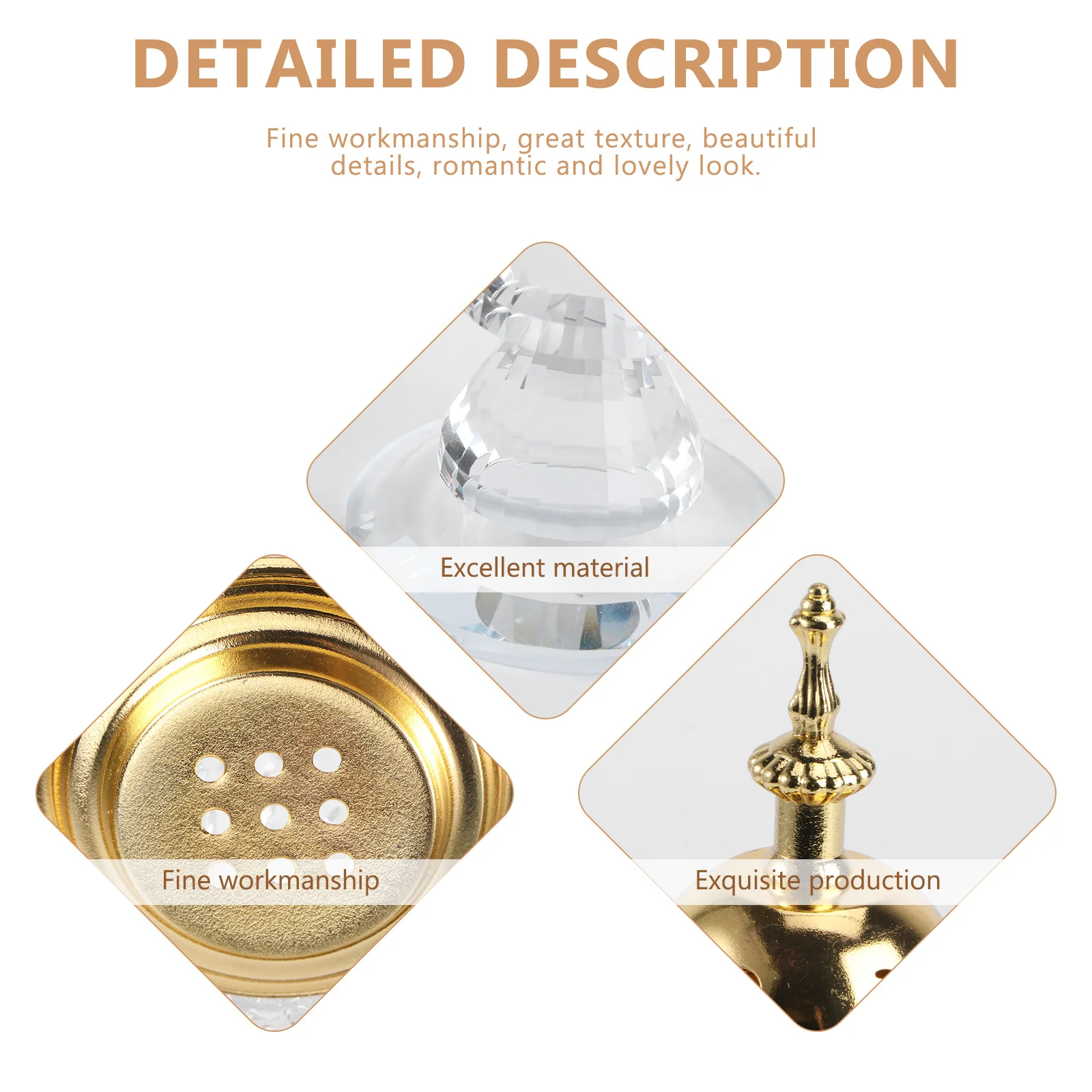 

1Pcs Golden Crystal Incense Burner Exotic Style Aroma Furnace Adornment Perfect for Bedroom Yoga Stove