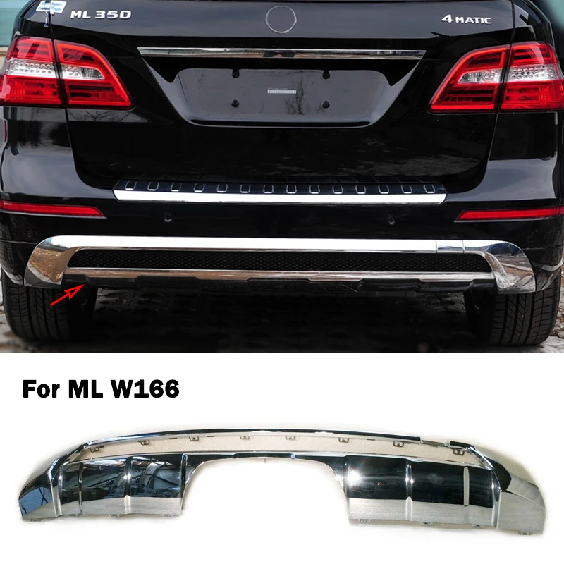 A1668804340 Rear Bumper Chrome Trim Chromium Styling Spoiler Diffuser For Mercedes Benz ML W166 ML300 ML350 ML400 ML320 ML550