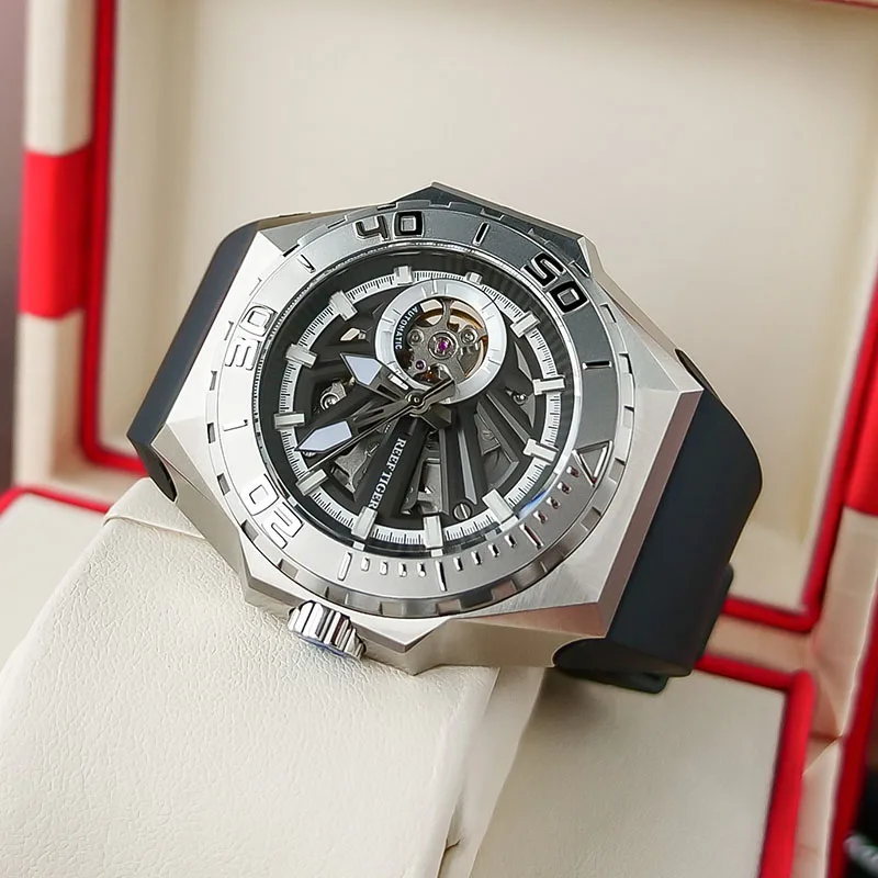 ساعات ميكانيكية أوتوماتيكية بالكامل للرجال من ماركة ريف تايجر، ساعات رجال الأعمال، ساعات رياضية عصرية للرجال، عيد الحب