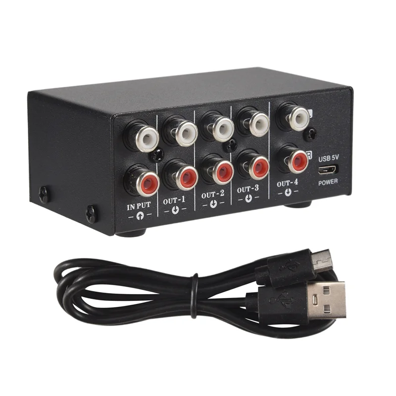 1 في 4 خارج مصدر إشارة ستيريو الفاصل جهاز توزيع إشارة تردد الصوت غير استهلاك الناتج RCA Interface-B65A