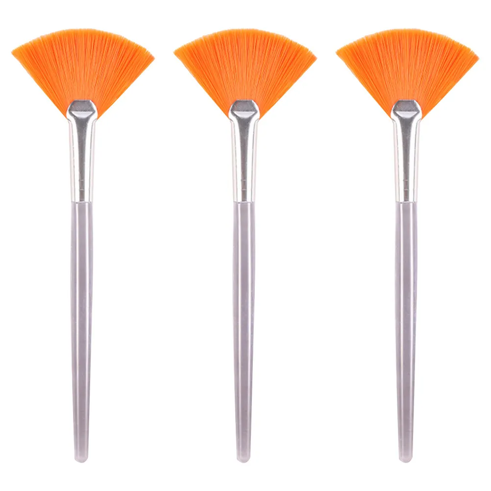3Pcs Facial Fan Makeup Brushes Synthetic Mask Tools Portable for Women Serum Peel Facial Care Fan Makeup