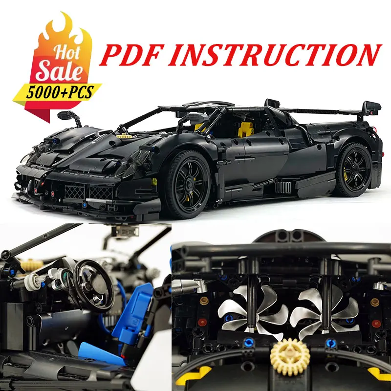 

MOC-142670 Технический черный супер спортивный автомобиль Huayra Модель Строительные блоки Кирпич DIY Игрушки Сборка День рождения Рождество Роскошные подарки