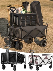 Heavy Duty Large Capacity Folding Wagon Shopping Beach Garden Pull Trolley Collapsible Folding Outdoor Portable Utility Cart