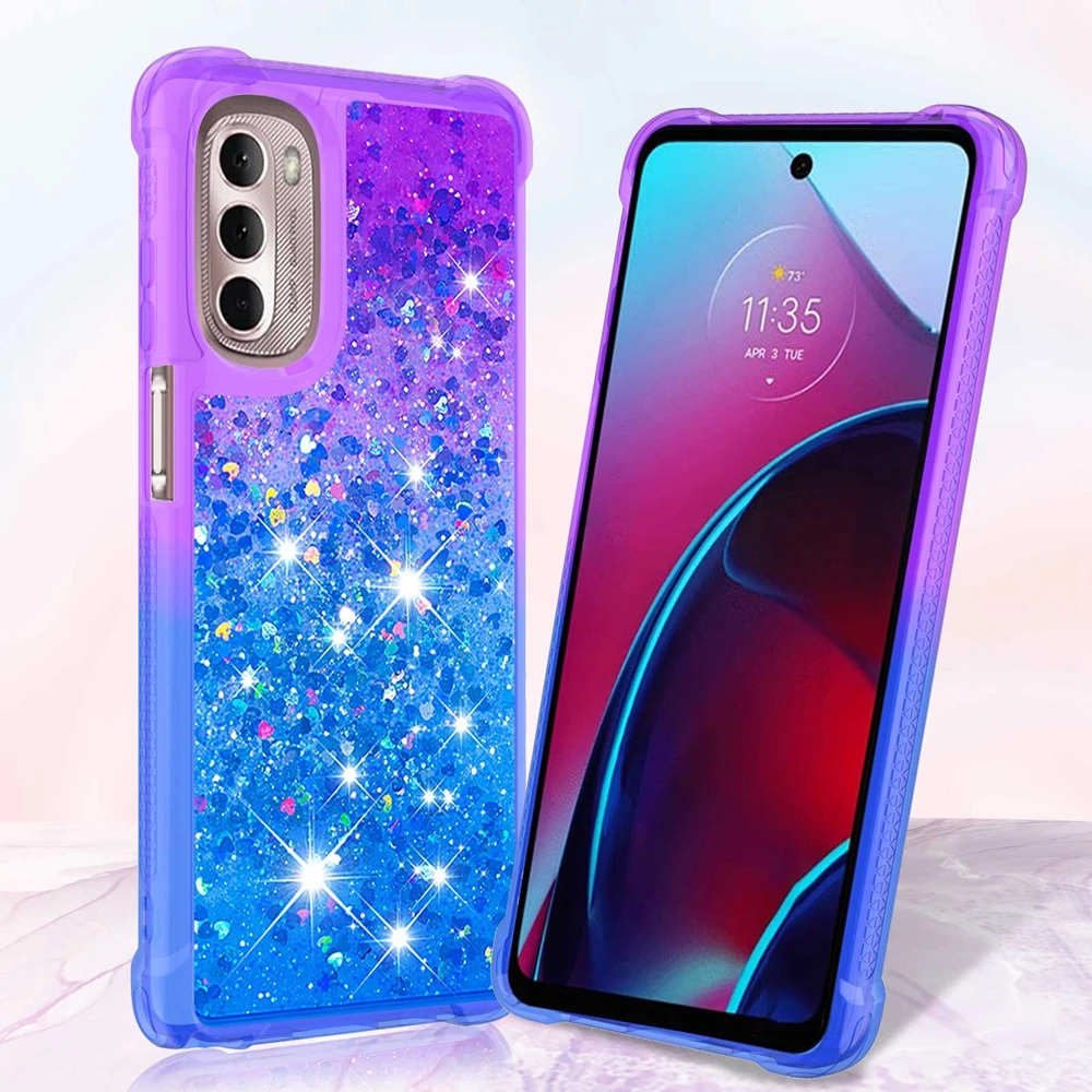 Custodia per telefono 3D Glitter per Motorola MOTO G30 G20 G10 G Stylus Play Power custodie per Cover Pure 5G Bling Dynamic Liquid Quicksand Women