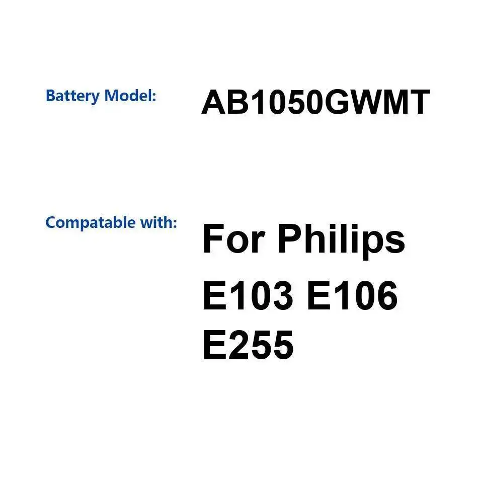 

Для Philips E103 E106 E255 аккумулятор мобильного телефона AB1050GWMT 1050 мАч хорошая низкотемпературная производительность