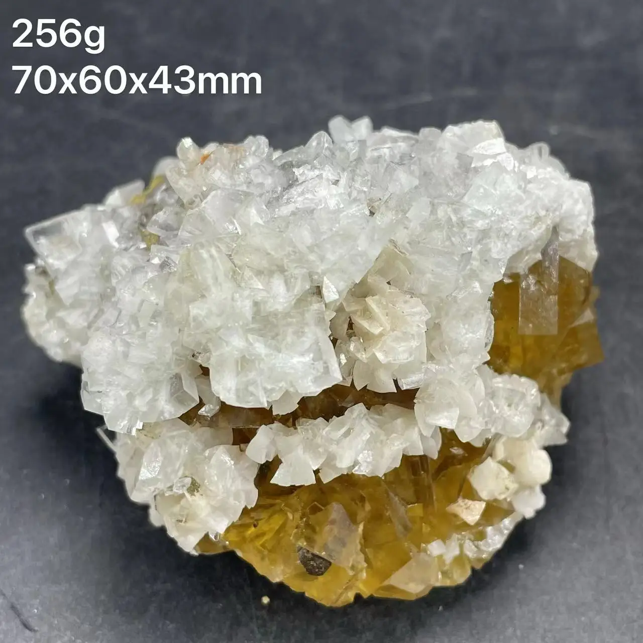 new! 100% natural yellow fluorite, barite, dolomite, pyrite, cubic rare collectible, healing crystal from Spain