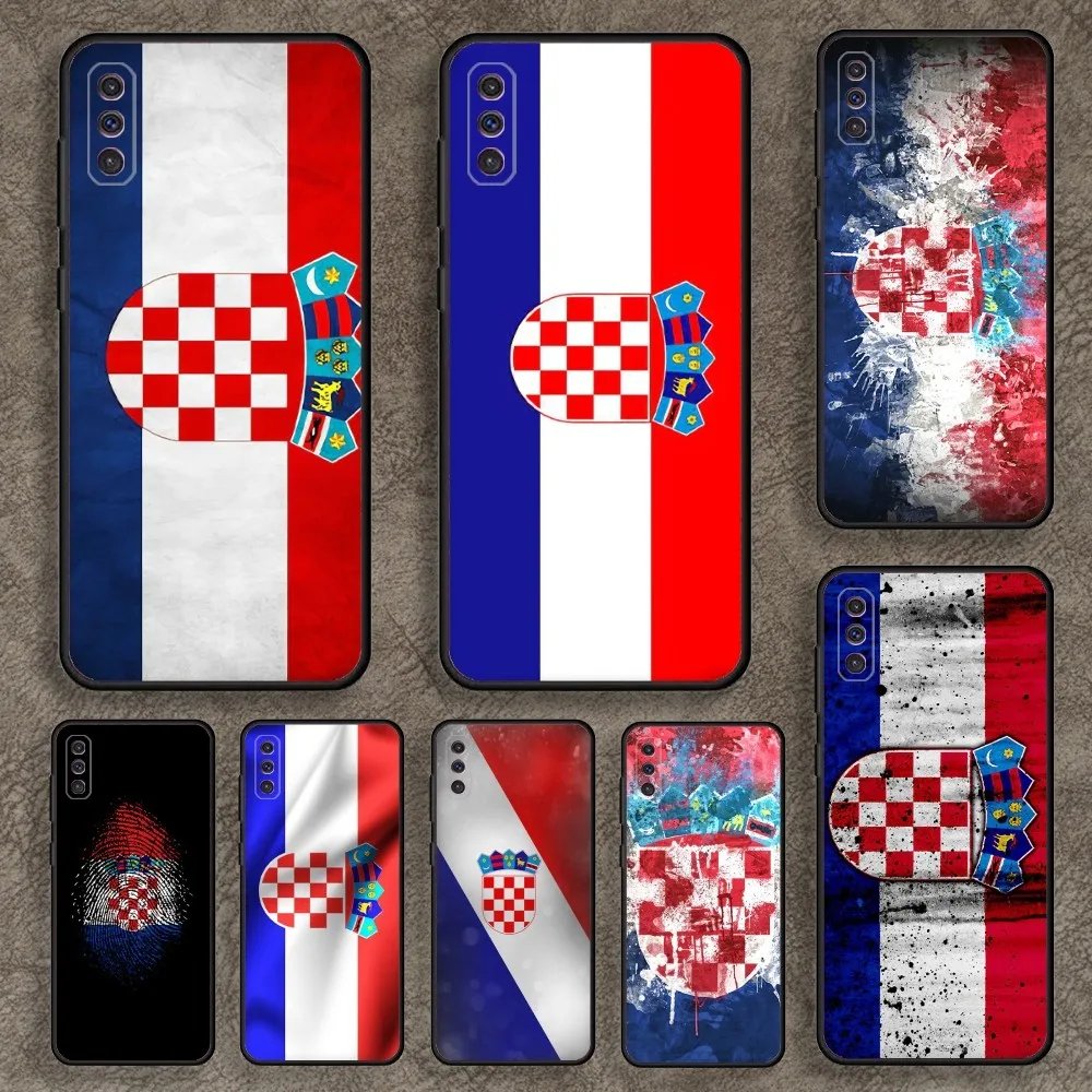 Croatia Banner Flag Phone Case for SamsungA 91,80,73,72,71,70,53,52,51,42,41,40,32,31,30,22,21,20,13 S 4G 5G Soft Black Case