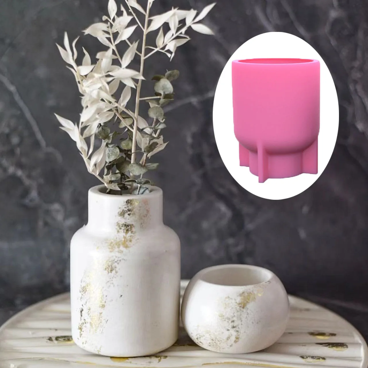 Large vase epoxy resin silicone mold dry flower decoration vase concrete cement gypsum silicone mold home decoration clay molds