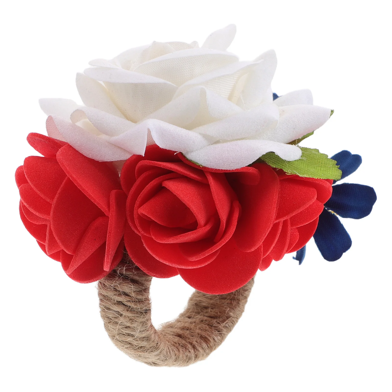 

Floral Napkin Rings Faux Flower Serviette Buckle Independence Day Party Decor Rustic Elegant Unique Patriotic Napkin Holder