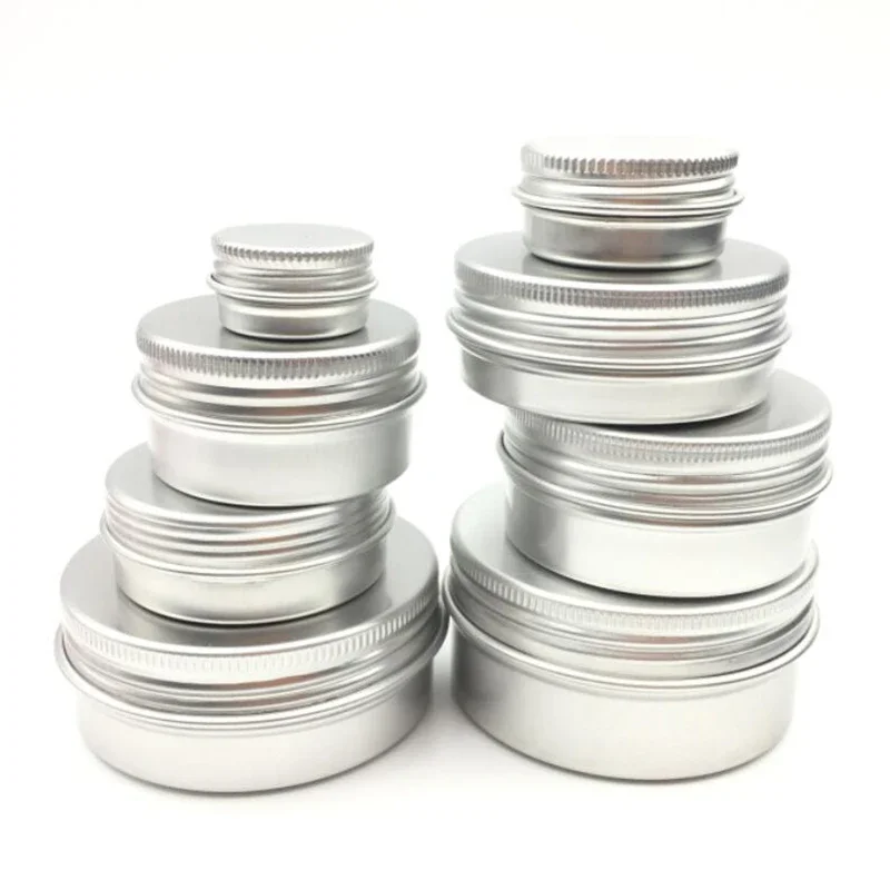 5/10/15/20/30/50/60g Cosmetic Jar Sliver Travel Jars With Lids Aluminum Box for Face Cream Empty Containers for Cosmetics Set