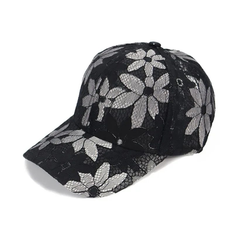 Fashion Mesh Breathable Adjustable Women Lace Flower Baseball Caps Adult Outdoor Sports Cap Unisex