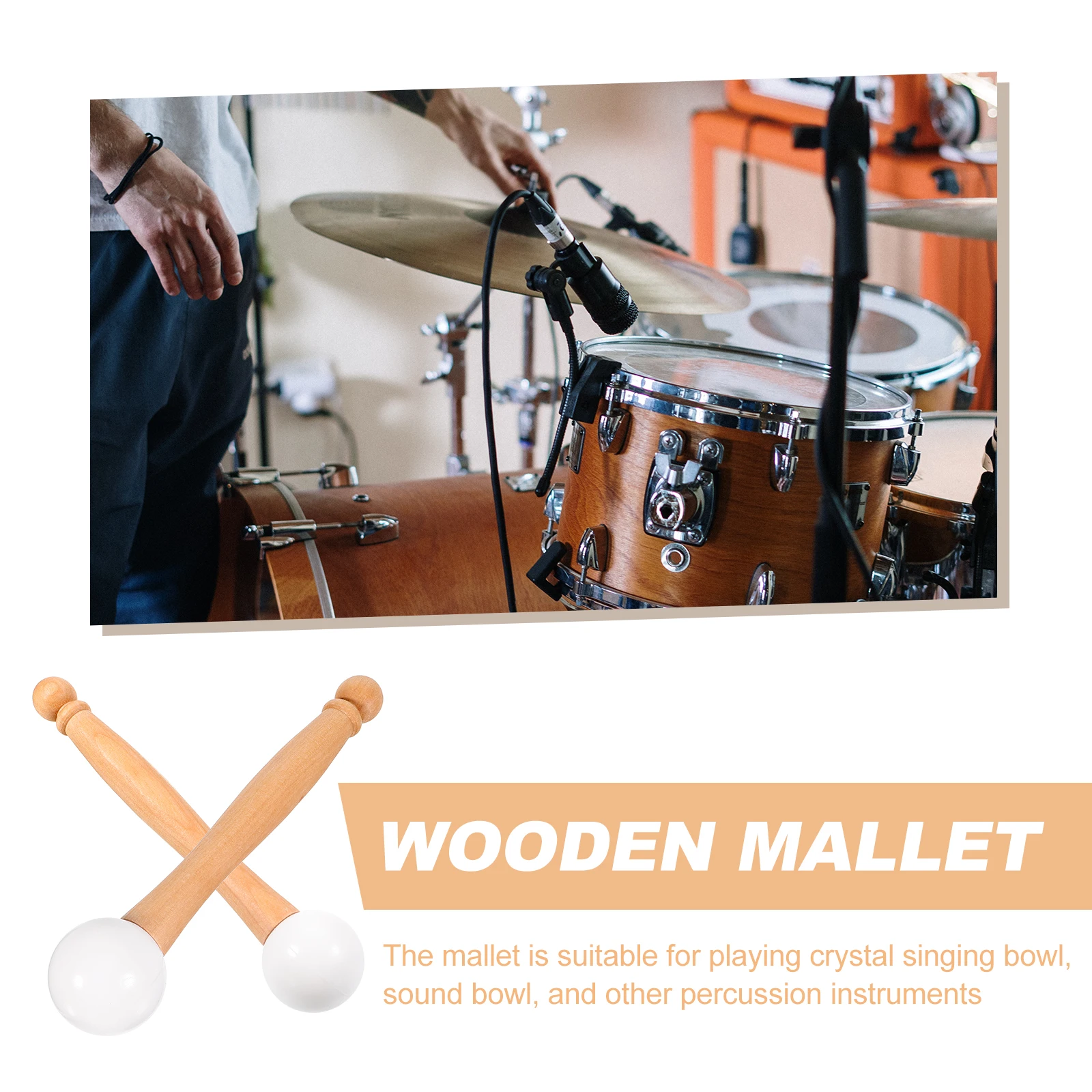

Crystal Bowl Rubber Rod Mallet Mini Singing Accessory Percussion Sound Bowl Striker Wooden Mallet Spiritual Bowls