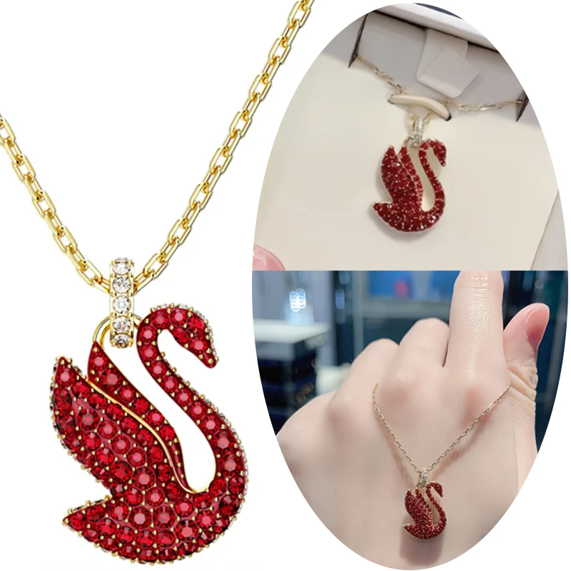 2024 new fashion senior red swan clavicle chain suitable for women senior exquisite charm jewelry senior gift necklace wholesale