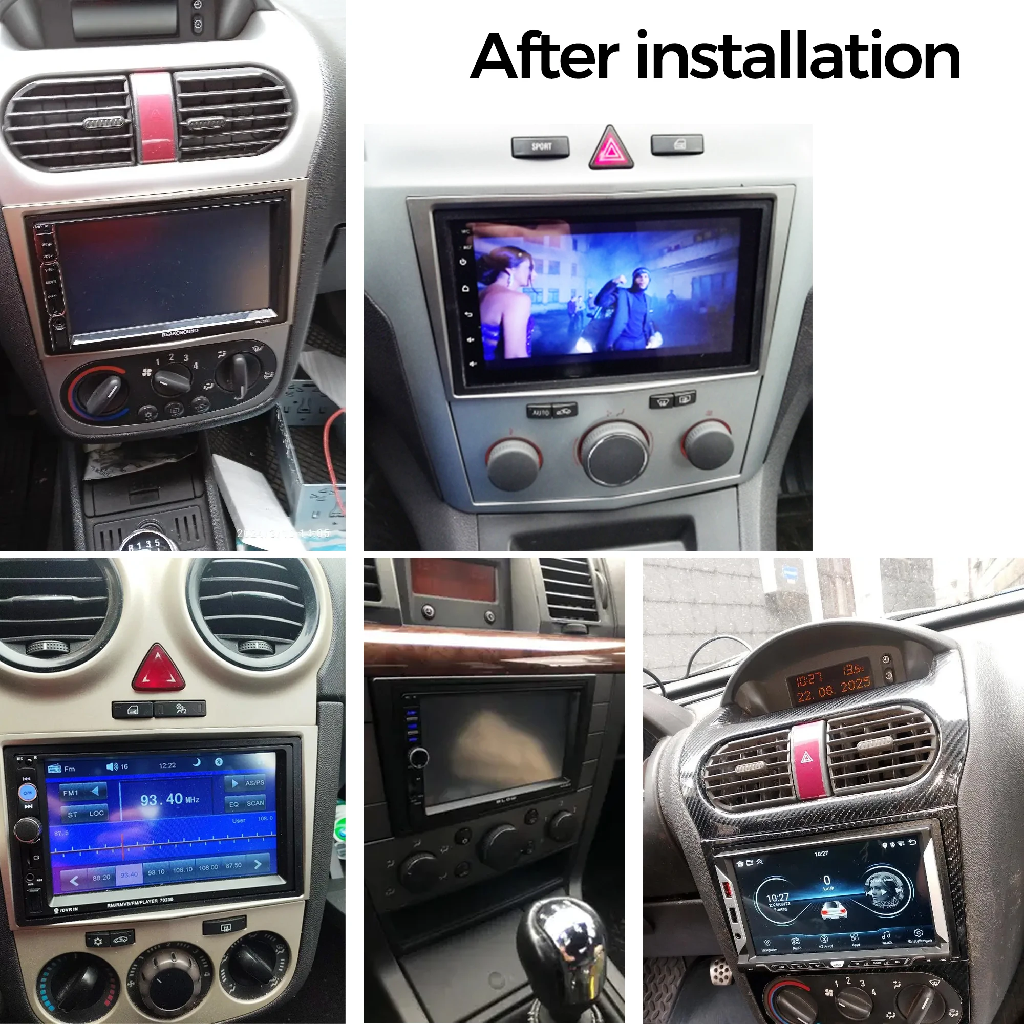 2 DIN Car Frame for Opel Astra H G J Vectra Vauxhall Antara Zafira B Corsa C D Vivaro Meriva Veda Black/Gray Radio Dashboard Kit