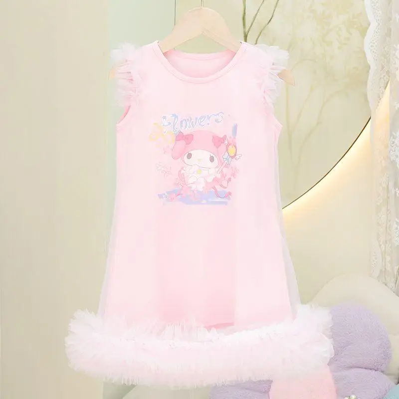 Kawaii My Melody Dress Girls Fashion Princess Style Skirt Cute Kuromi Cinnamoroll Suspenders Skirt Summer Kids Clothes Girl Gift