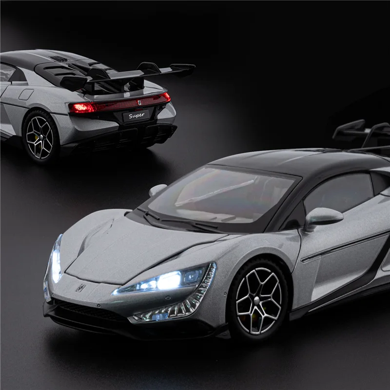 1/24 BYD Yangwang U9 سبيكة سيارة رياضية كهربائية نموذج دييكاست لعبة معدنية جديدة سباق الطاقة نموذج سيارة ضوء الصوت الاطفال هدية