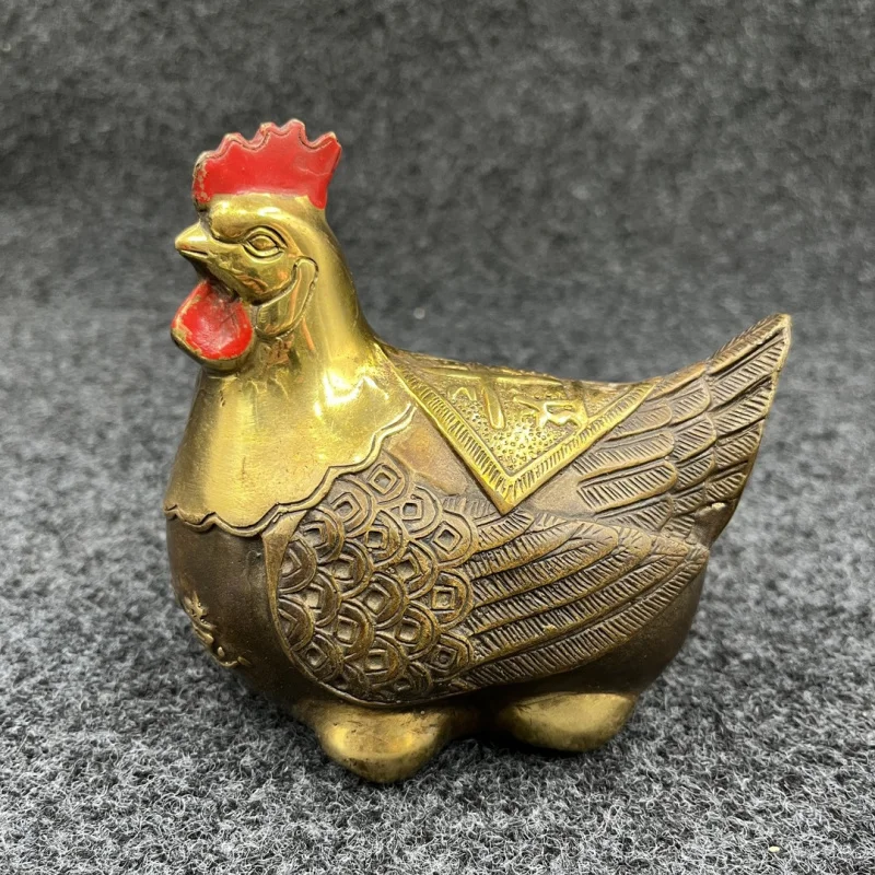 Antique Pure Copper Chicken Ornaments Hen Jinming Amass Fortunes Antique Zodiac Feng Shui Home Decoration Crafts Wholesale