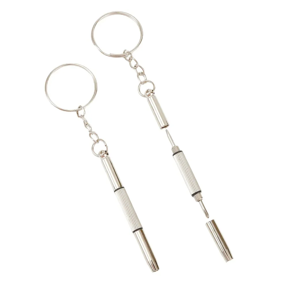 2PC Mini 3in1 Screwdriver Glasses Phone Watch Screwdriver Screw Repair Tool Keyring Keychain Multi Function Nut Driver Hand Tool