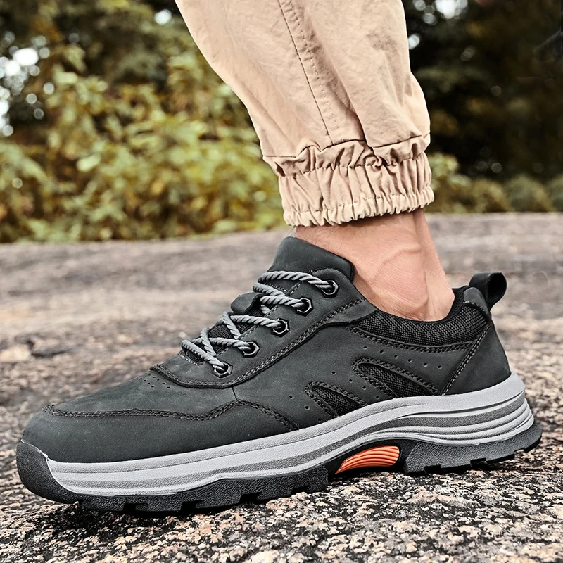 Wear-resistant outdoor sports mountaineering hiking shoes leather casual men's men's shoes non-slip hiking