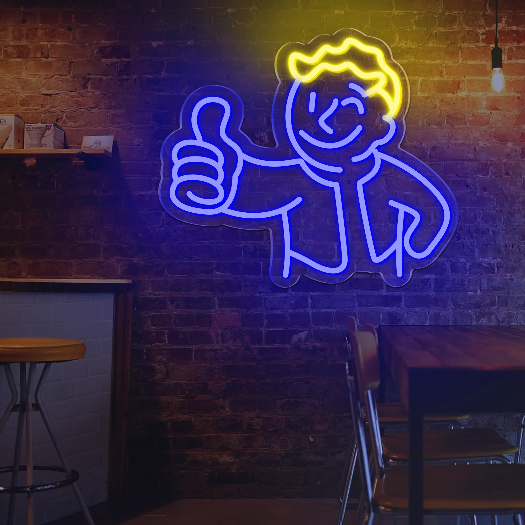 Vault Boy-Fallout Merchandise LED Neon Signs, Wall Decor, Regulável, Homem Caverna, Jogo, Room Decor, USB Powered