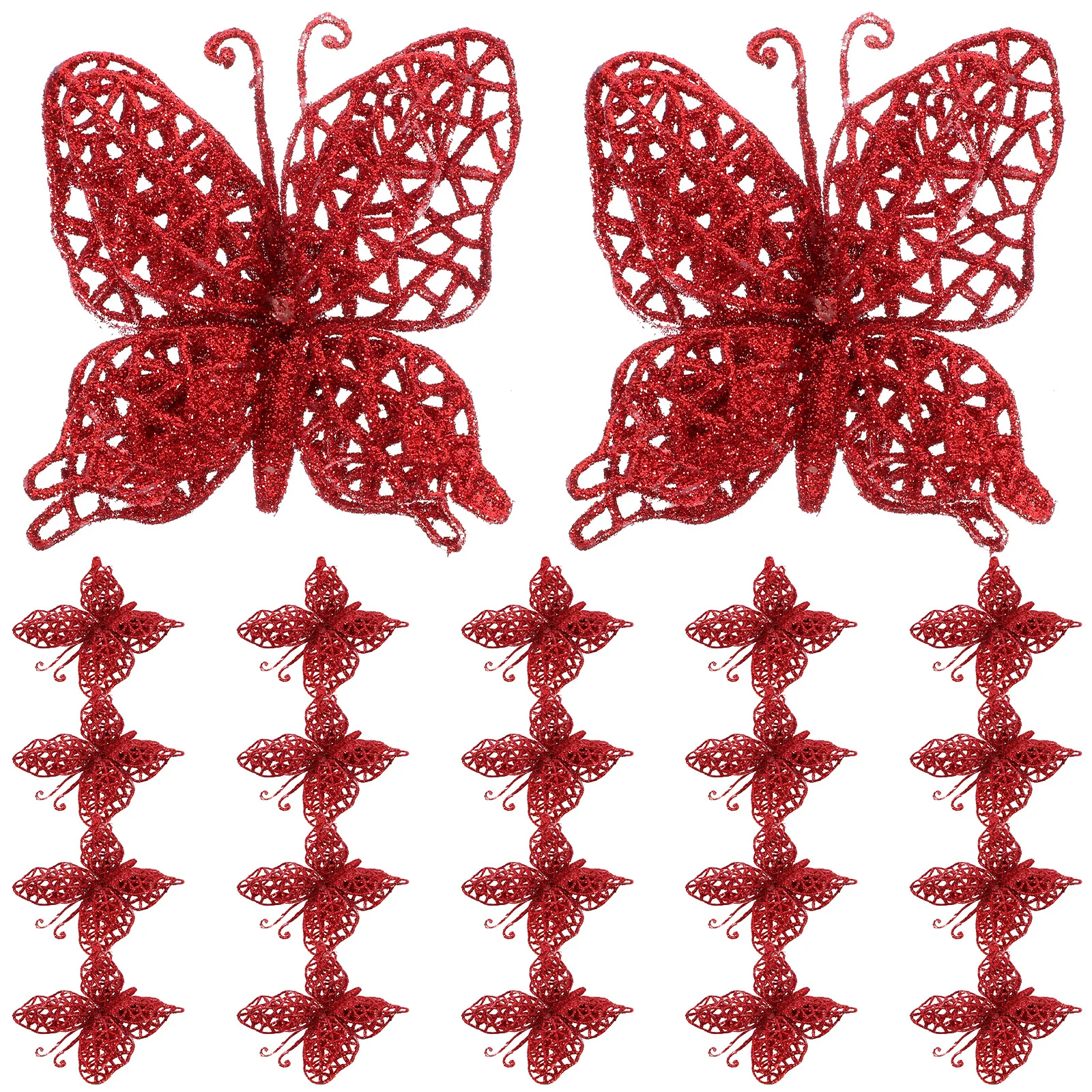 

24Pcs Glitter Christmas Butterflies Hollow Ornaments Xmas Tree DIY Decorations Wreath Christmas Tree Butterfly