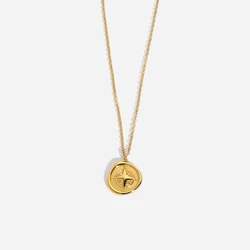 INS Trend Tarnish Free Irregular Compass Pendant Necklaces For Women Gold Plated Stainless Steel Collar Jewelry Gift