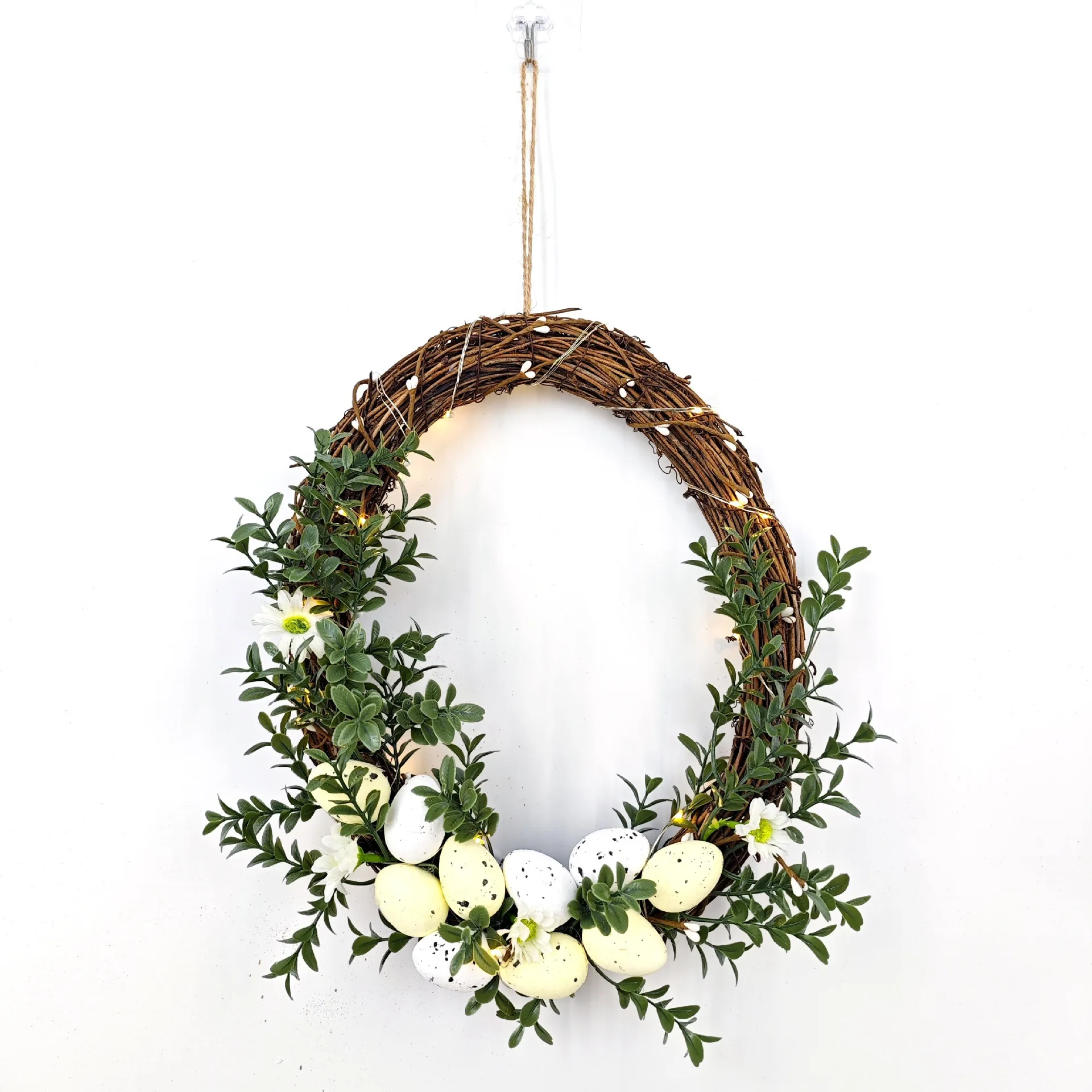 Easter Wreath Simulated Egg Wreath Spring Simulated Flower Wreath Door Hanging Decoration