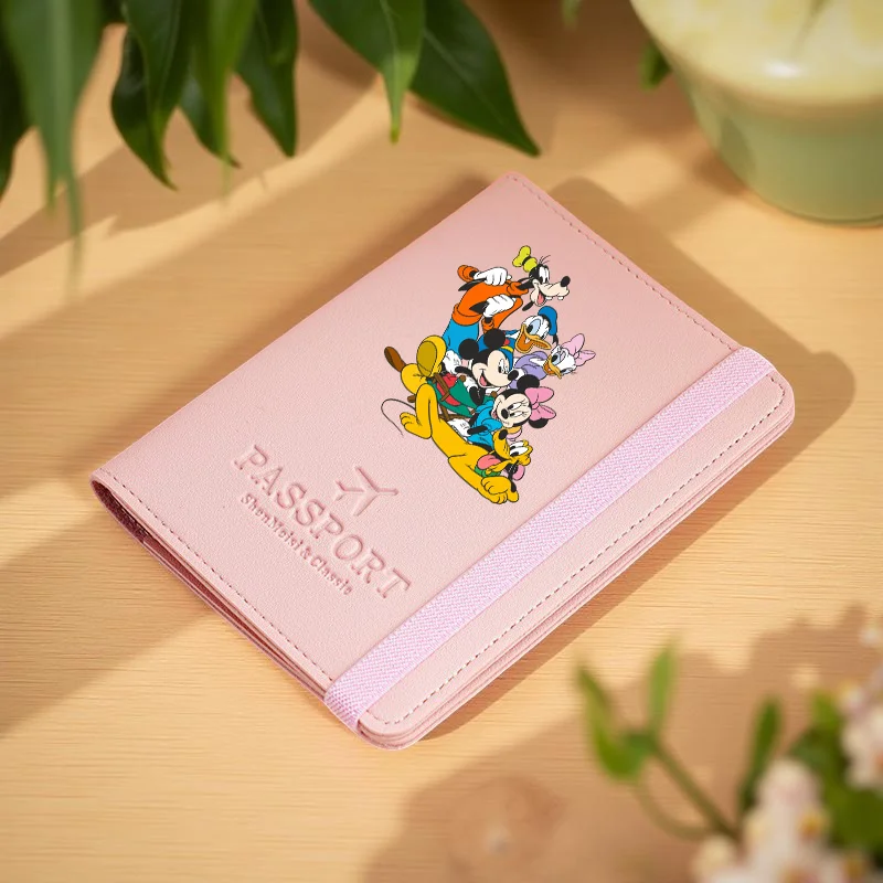 Mickey and Minnie Passport Wallet - Travel Card Holders with Drawstring Closure for Daily Commute & Holiday Use,Passport Holder