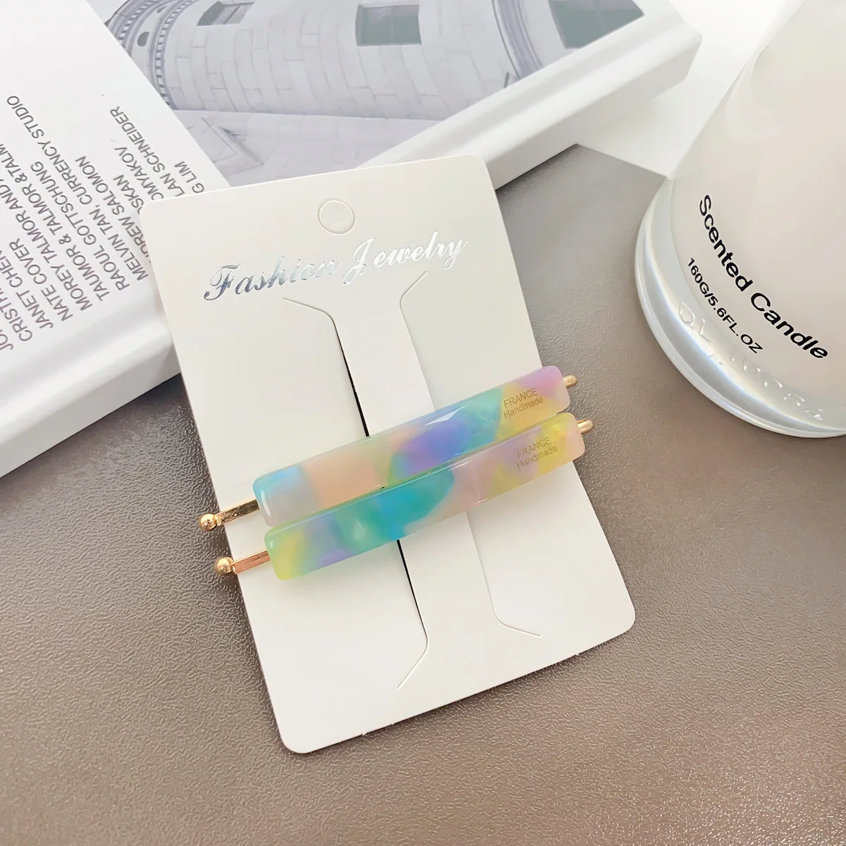 1Pair French Acetate Hair Clip Simple Geometric Barrettes Colorfu Hair Clips Ins Girls Women Accessories Side Pins
