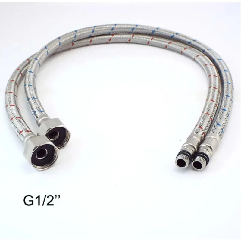 

304 Stainless Steel Braided Hose Hot and Cold Faucet Kitchen Wash Basin Faucet Explosion-proof Hose Replacement Parts Bathroom