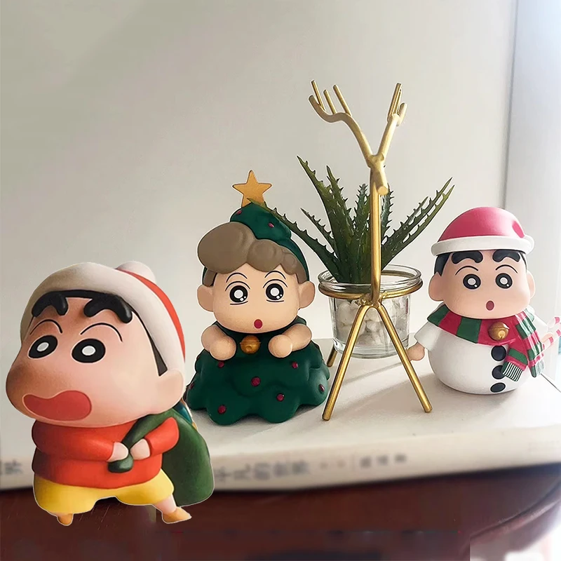 

Anime Christmas Tree Himawari Figure Nohara Santa Claus Figures Cute Crayon Shin Chan Shinnosuke Figurine PVC Ornament Toys Gift