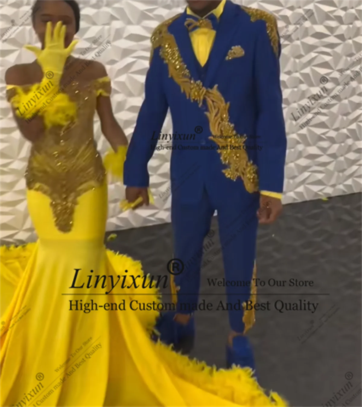 Cristaux de luxe strass robe de bal 2025 pour fille noire plume PBeaded arty robe haute fente robes de soirée personnalisé