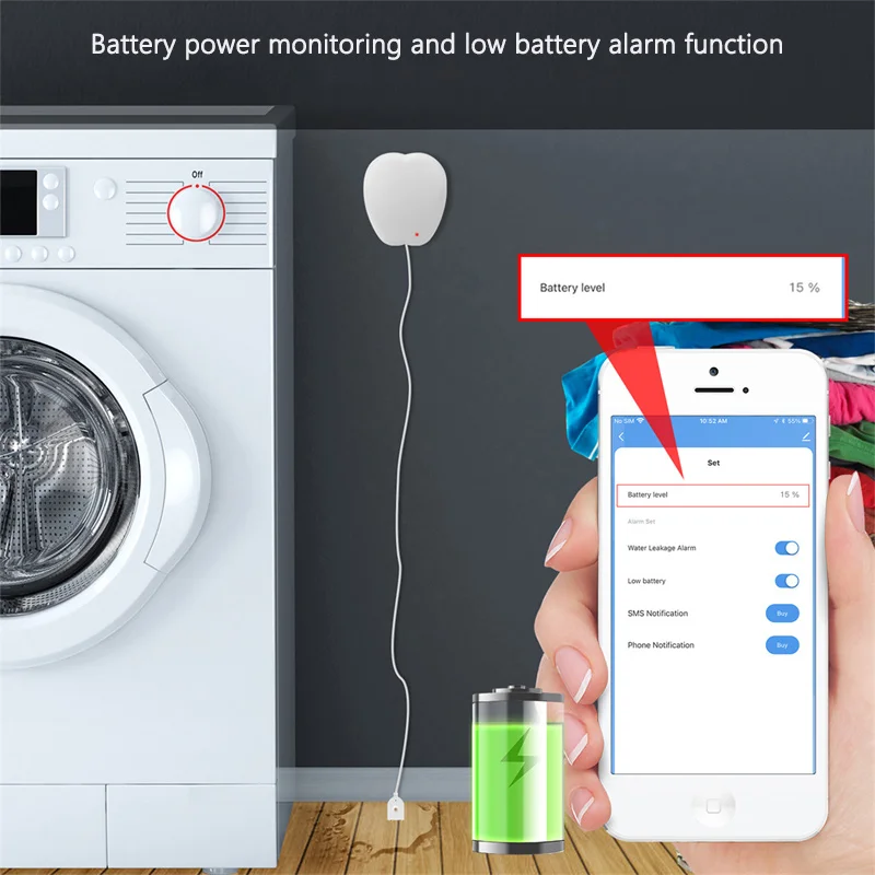 Tuya Intelligent Wifi Water Leakage Sensor Household Overflow Level Sensing Detector Smart Water Immersion Buzzer Leak Alarm