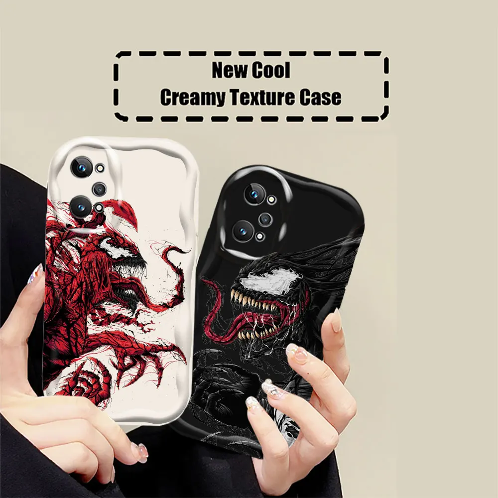 Marvel Red Black Venom Cool Case For VIVO V30 V30E V29E V27E V27 V25 V25E V23 V23E V21E V20 V15 Y17 Y17S Y16 Y15S 3D Wave Cover