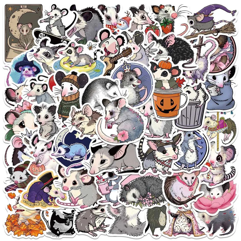 

50pcs Cartoon Animals Opossum Stickers For Laptop Water Bottle Luggage Notebook Phone Waterproof Graffiti Vinyl Decals