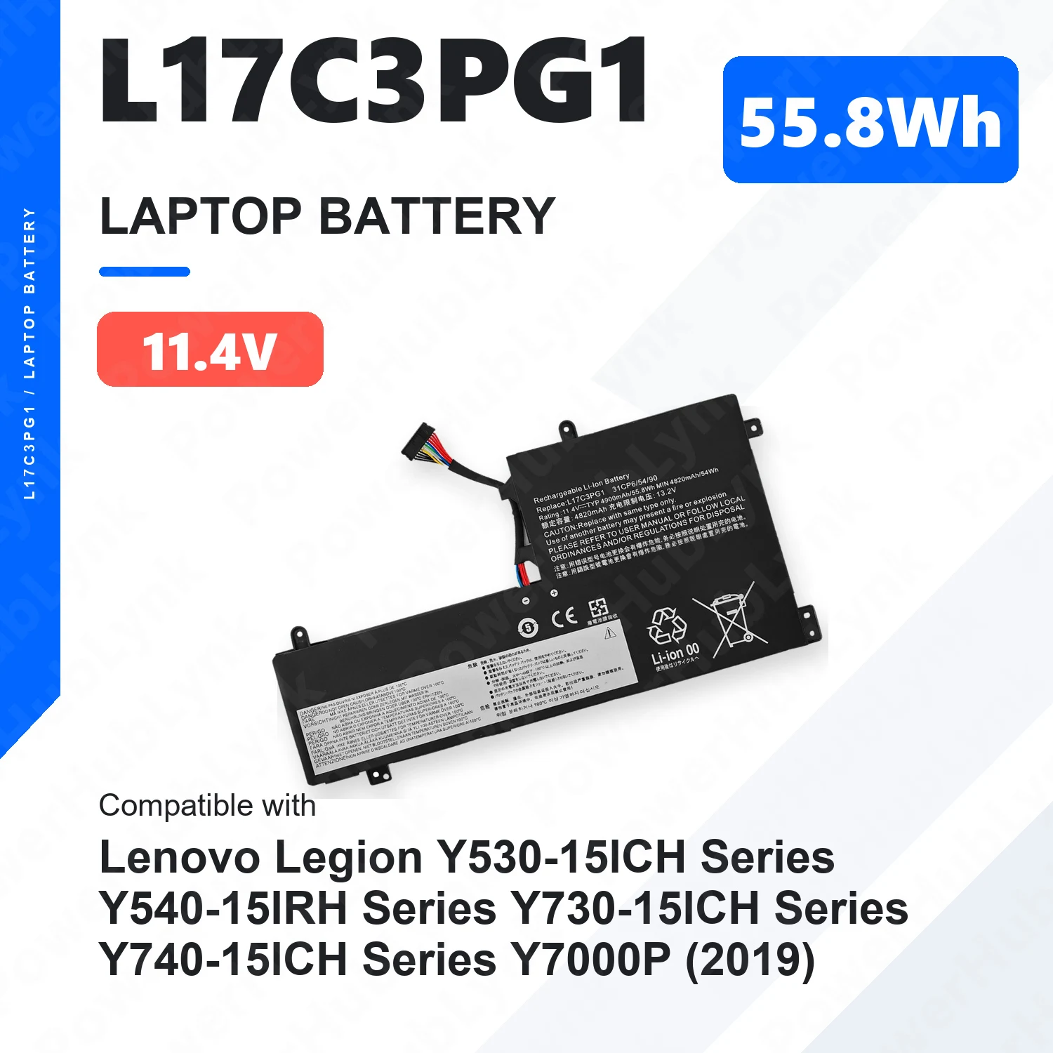 L17C3PG1 11.25V 52.5Wh Laptop Battery For Lenovo Legion Y7000 Y7000P-1060 2018/19 L17L3PG1 L17M3PG2 L17C3PG2 L17M3PG1