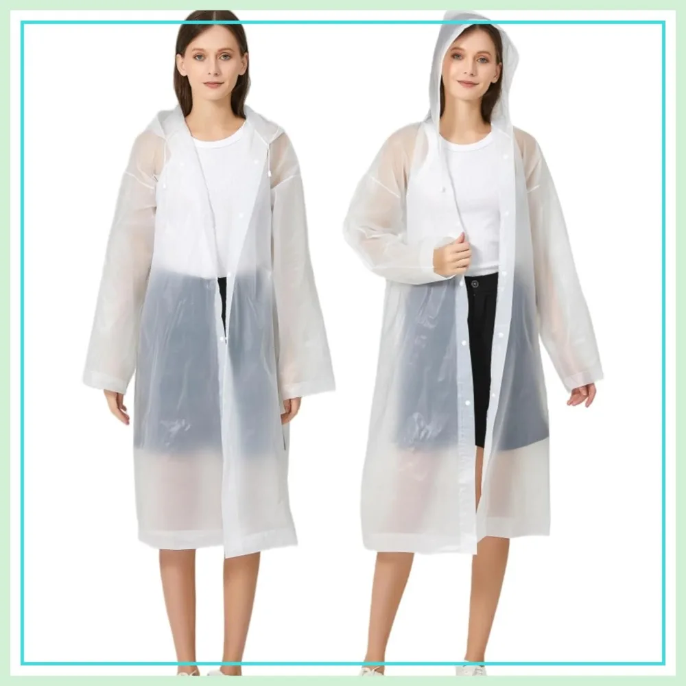 

Rain Ponchos for Adults (2-5 Pack), Reusable EVA Raincoats with Hood, Portable Waterproof Rain Gear