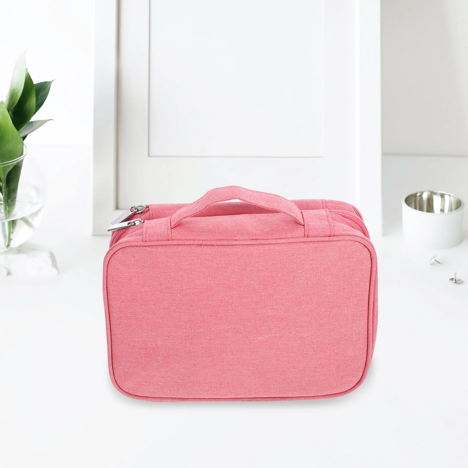 

Digital Accessories Portable Electronic Organizer Bag Waterproof Pink Fabric Travel Cable Organizer Portable Earphone