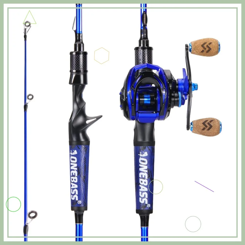 

Bass Fishing Rod and Reel Combo, IM7 Graphite 2 Piece Blank, Spinning Rod with Polymer Handle