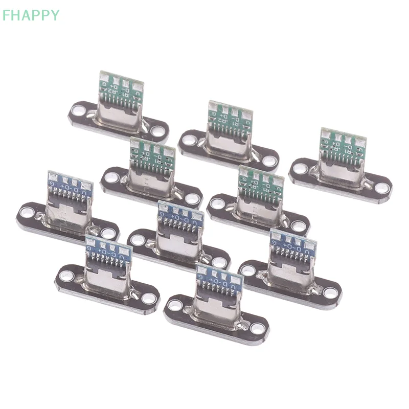 5Pcs USB 3.1 Type C Socket With Screw Fixing Plate Type-C USB Jack 3.1 Type-C 2Pin 4Pin Female Connector Jack Charging Port