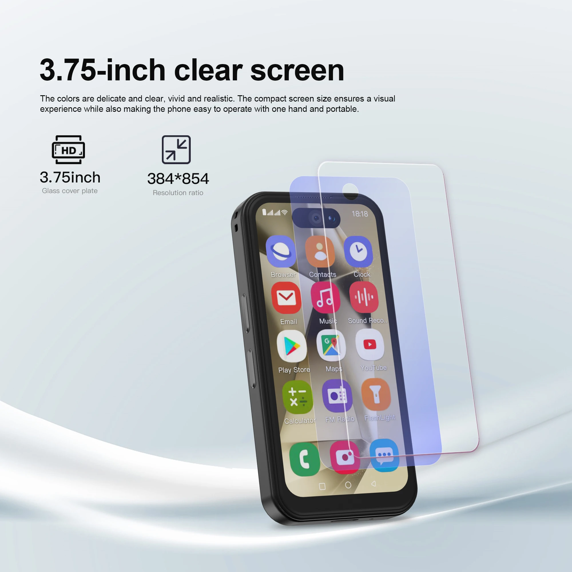 SERVO Android Mini Smartphone 2 SIM en espera 3G WCDMA 1GB RAM 16GB ROM WiFi Play Store cara desbloqueo pantalla de 3,75 "pequeño teléfono inteligente