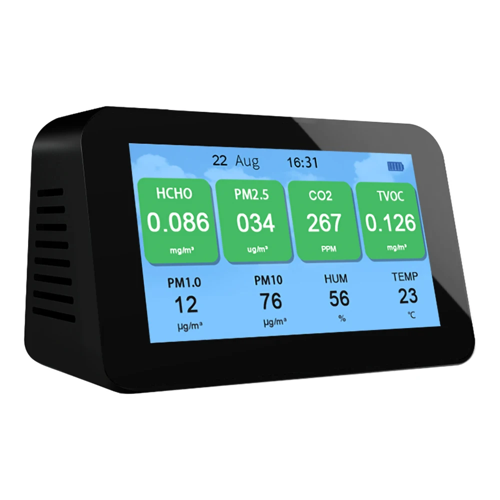 Dienmern New DM601B Multifunctional Air Quality Detector PM2.5/HCHO/TVOC Monitor LCD Display Temperature and Humidity Value