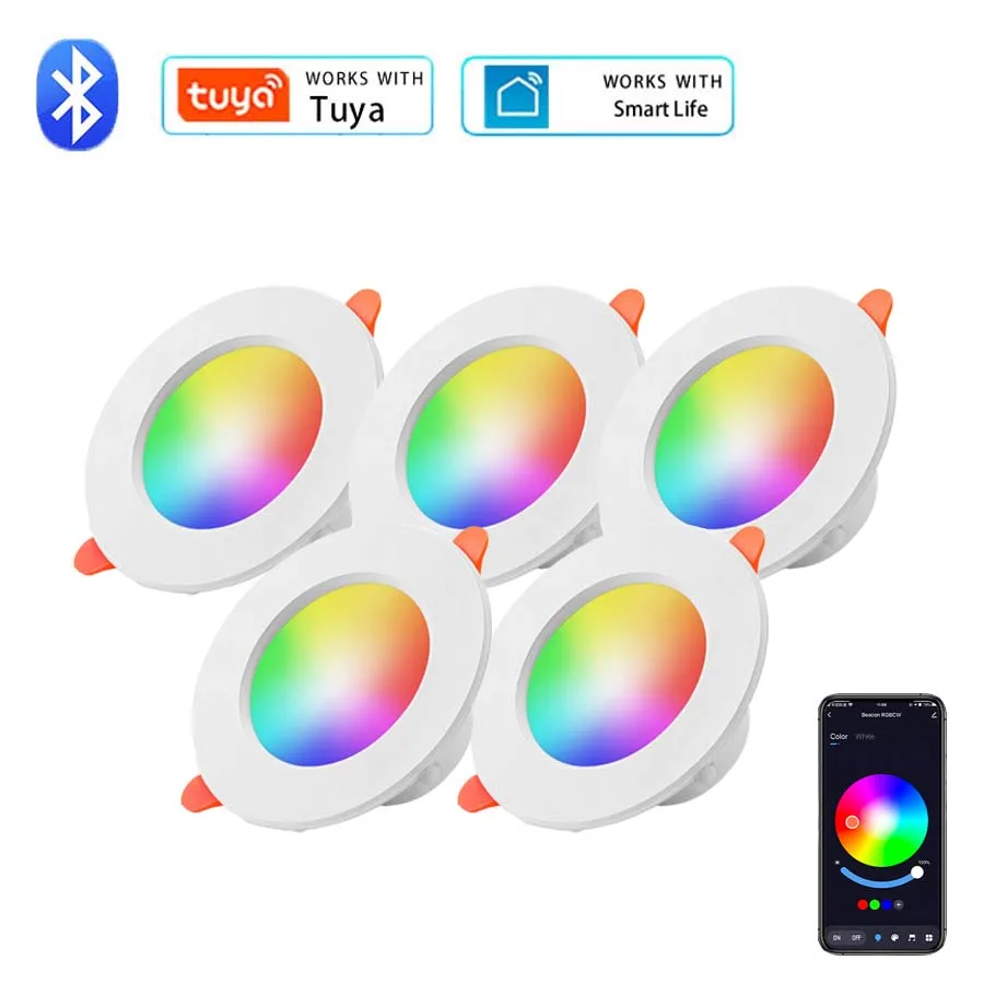 

Tuya Smart LED Downlight 10W 15W Recessed Bluetooth LED Spotlight Dimmable RGB Remote Control Ceiling Light Work With Smart Life