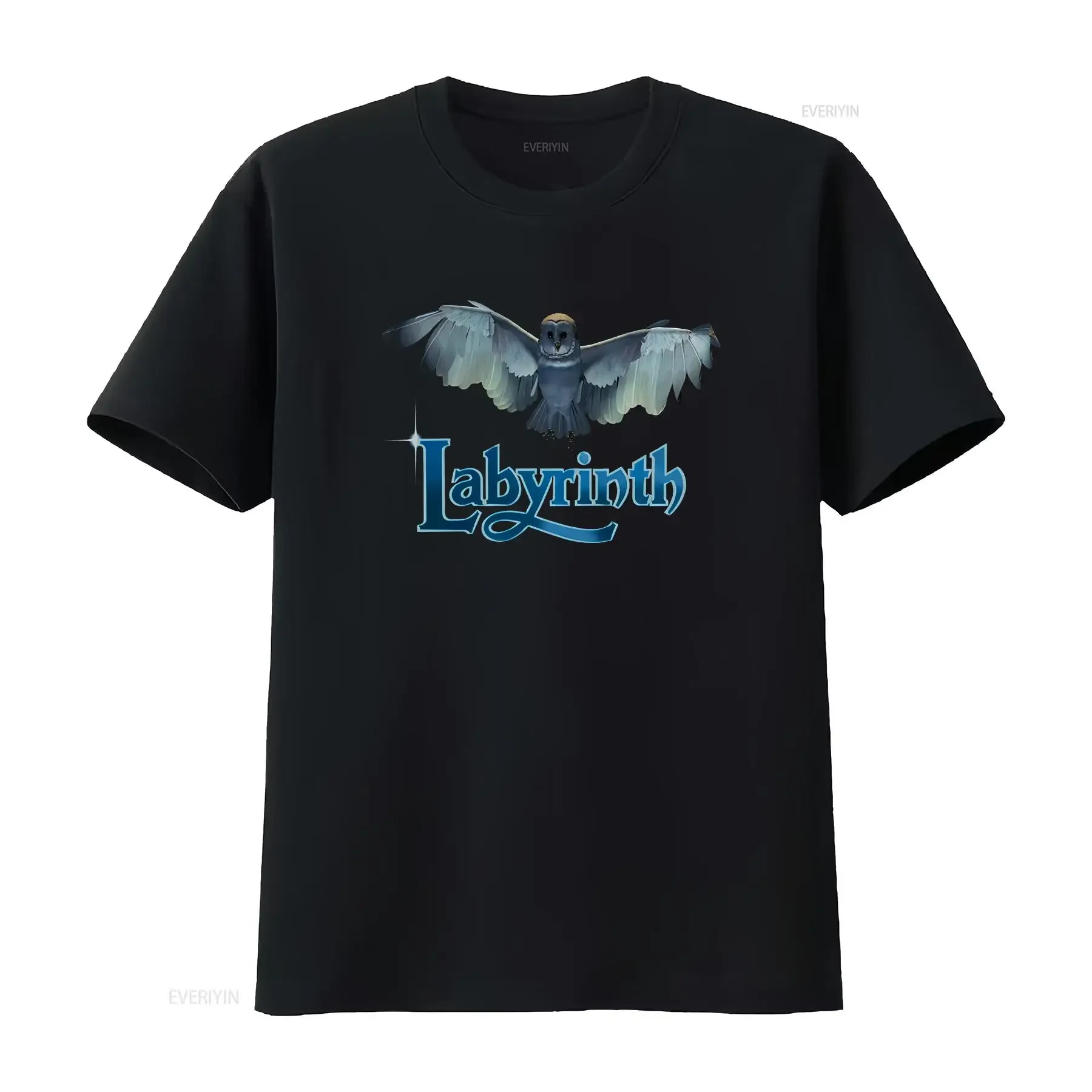 Labyrinth Title Sequence T Shirt Mens Licensed Classic Movie Owl King Black vintage Washed streetwear Unisex Comfortable