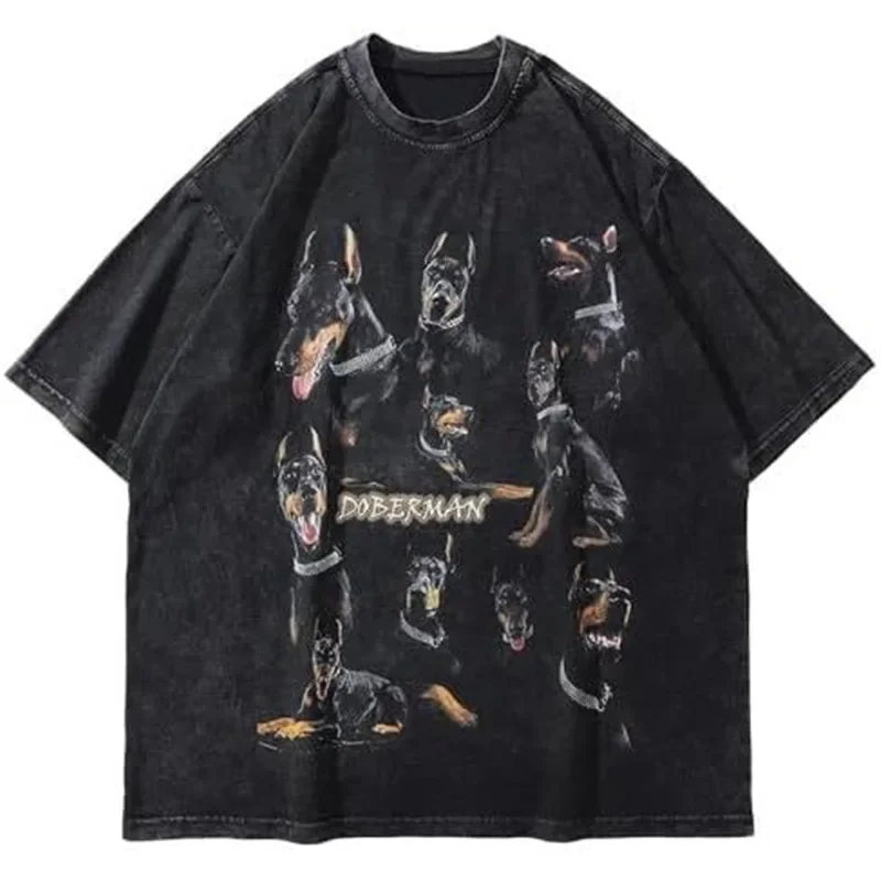 Aelfric Eden الرجال خمر المتضخم تي شيرت هزلي G طاقم الرقبة الكرتون طباعة عادية مريحة تي شيرت مجسم من الصين