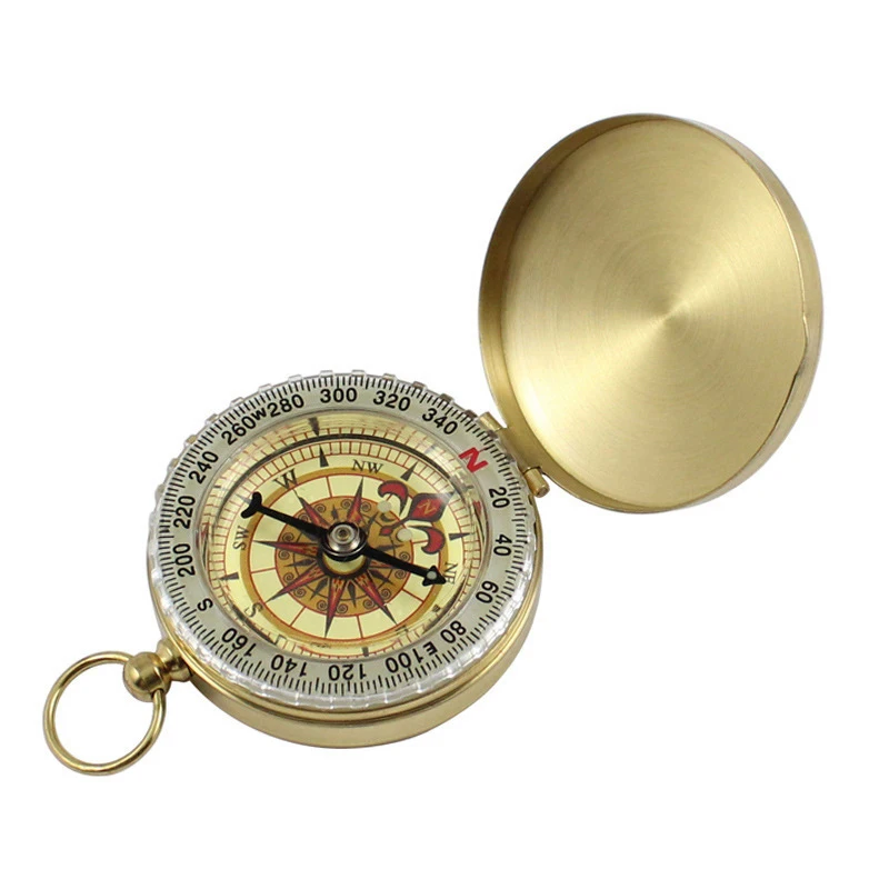 1pc 50g Copper Camping HikingGold Compass Pocket Watch Portable Compass Navigation Outdoor Pointing Guide