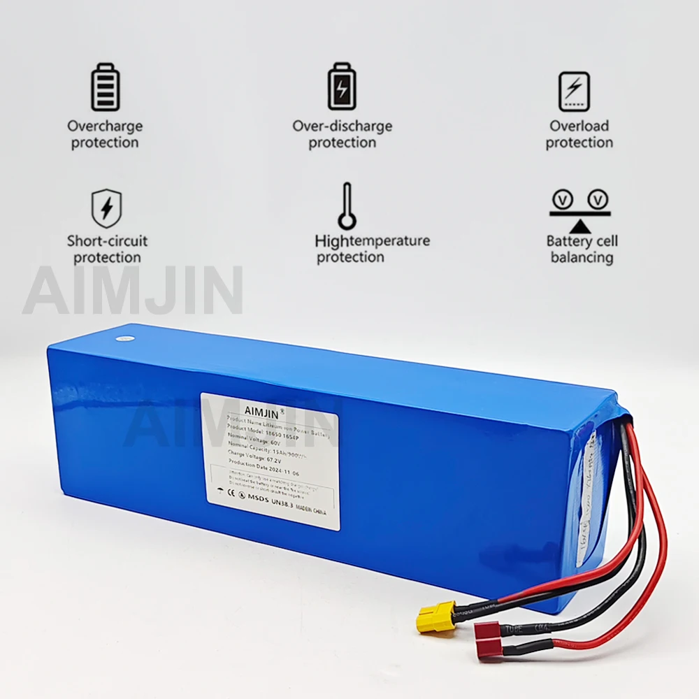 بطارية 18650 60 فولت 15 أمبير في الساعة 16S4P مناسبة لبطارية السيارة الكهربائية والدراجات النارية والسكوتر والدراجة #4