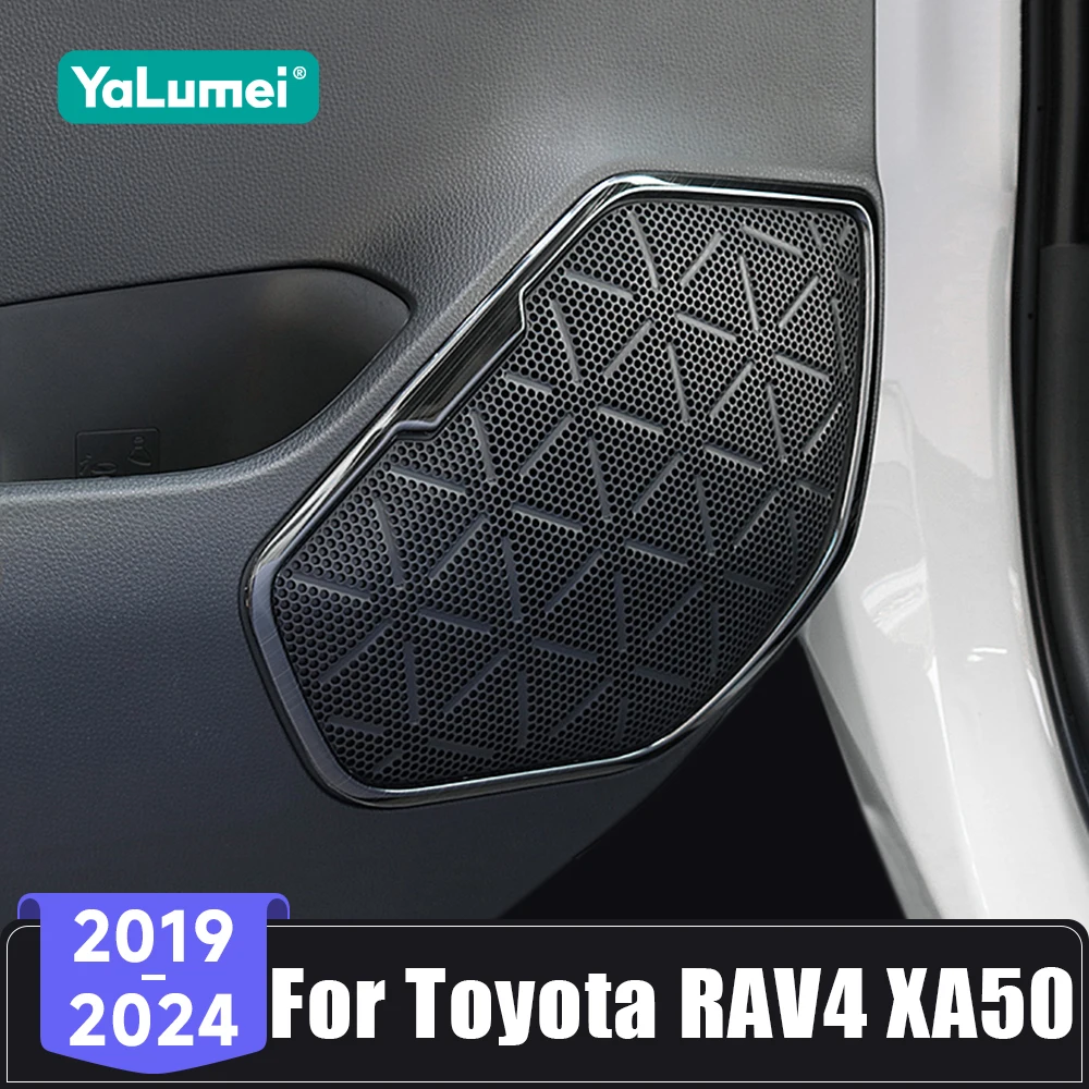 Für Toyota RAV4 XA50 RAV4 Hybrid 2019 2020 2021 2022 2023 2024 Edelstahl Auto Audio Lautsprecher Trim Kreis Dekoration Abdeckung Aufkleber