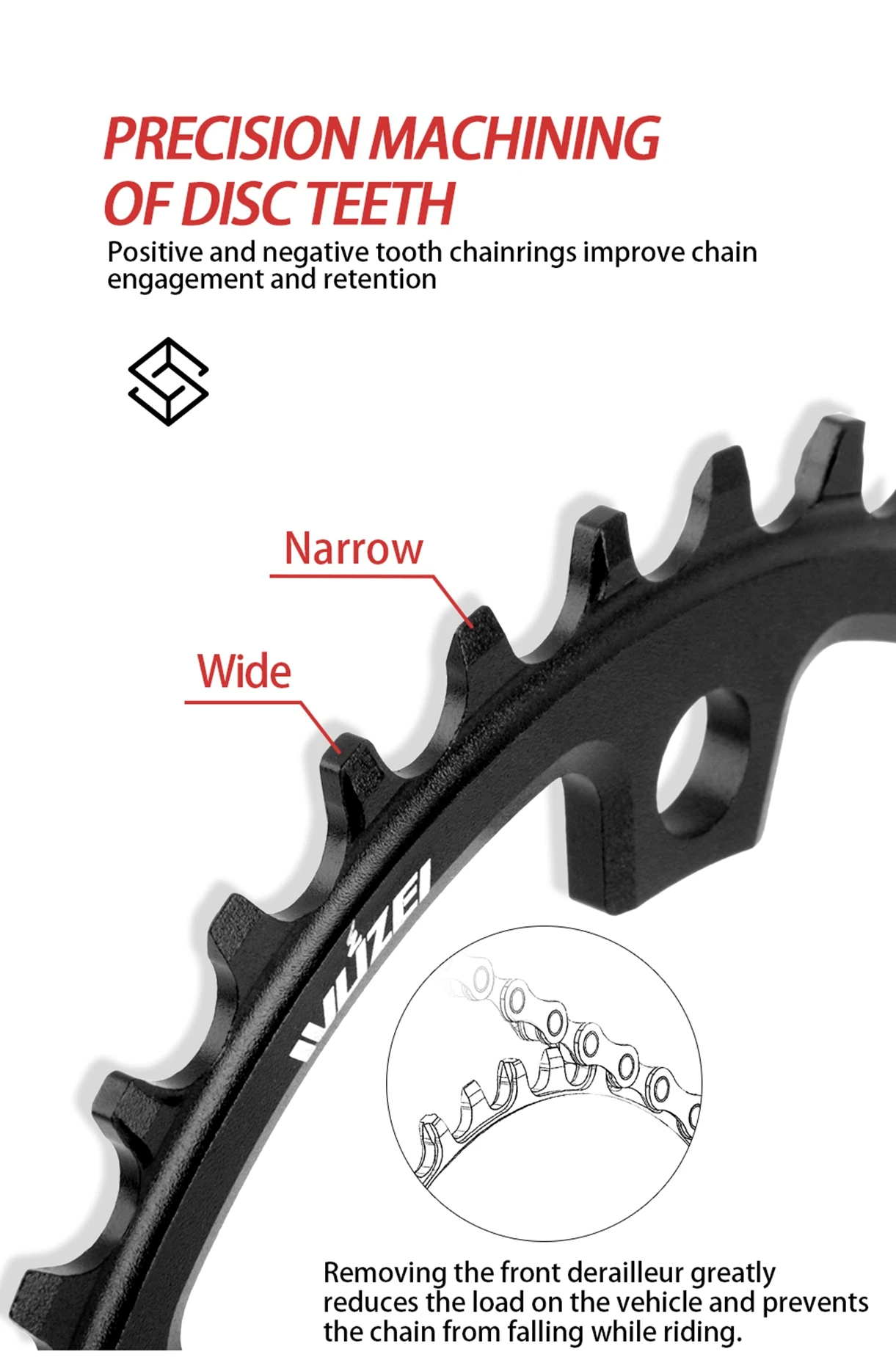 WUZEI Rennrad-Kettenblatt, 4 Schrauben, Kettenblatt, 110 BCD, Kettenrad, schmale breite Sterne, 110 BCD, Fahrradkrone für Shimano 105 R7000 R8000 – Detail 10