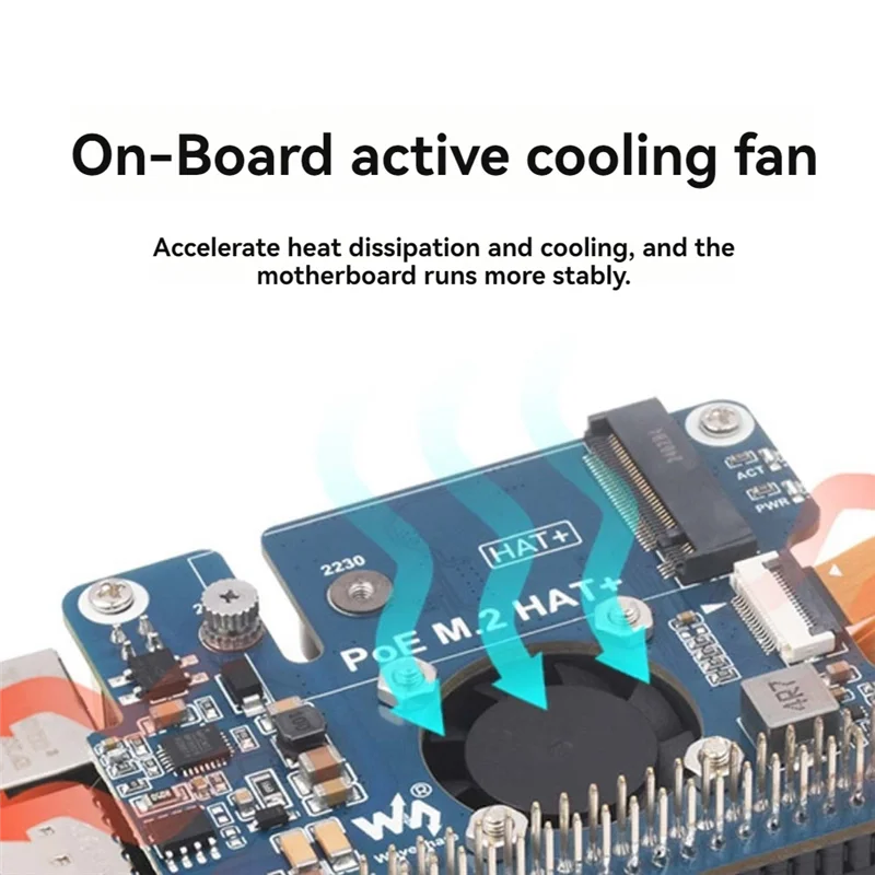 For Raspberry Pi 5 POE + Pcie To M.2 Nvme SSD Board HAT+ Pi5 2242/2230 Power Over Ethernet Support Nvme M2 Protocol-N33R